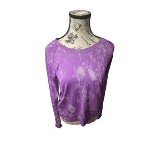 Lululemon Run Swiftly 2.0 Tech Long Sleeve Shirt Top Purple White Tie Dye Sz 10